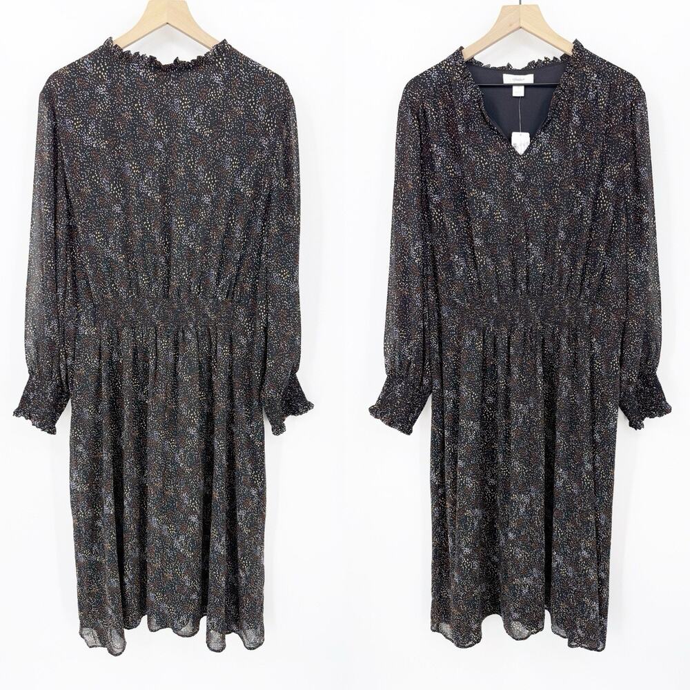 Christopher & Banks Midi Dress 3X Women's Black‎ Abstract Dot Feminine Classic